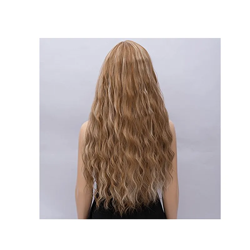 Longzhao Hot Selling Afro Long Curly Wave Wig Brown Mixed Blonde Color Synthetic Wigs For Black Women