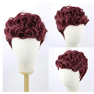 Longzhao Beauty  Hot Selling Cheap Synthetic Ombre Blue Wigs Women's Short Curly Heat Resistant Wigs