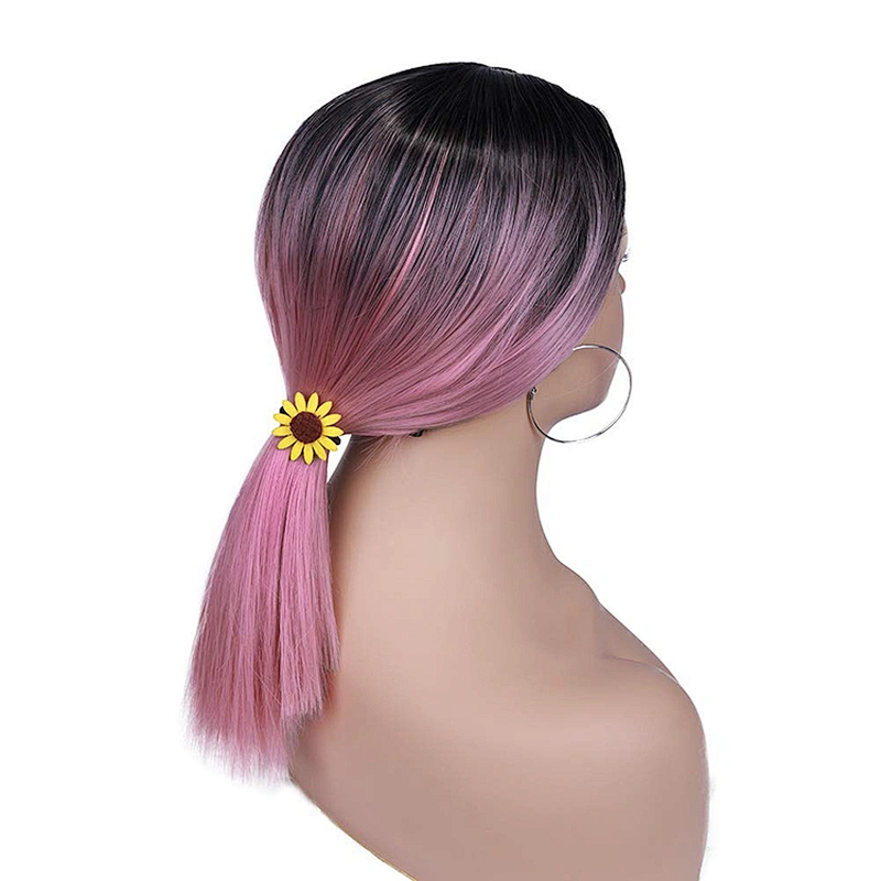 Longzhao Beauty  Afro Synthetic Ombre Pink Bob Wigs Short Silky Straight Bob Wigs For Black Women