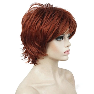 High Temperature Pixie Cut Wig Short Straight Black Wigs Wholesale Synthetic With Bangs For Black Women