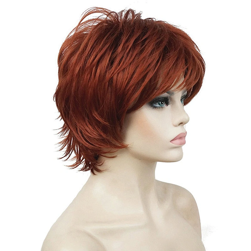 High Temperature Pixie Cut Wig Short Straight Black Wigs Wholesale Synthetic With Bangs For Black Women