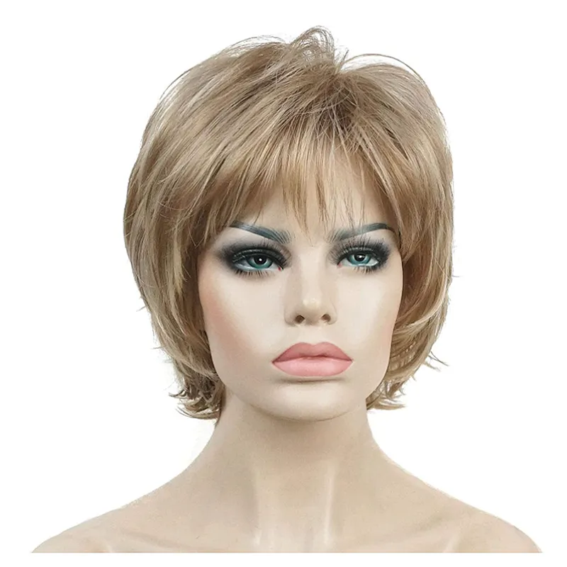 Longzhao Afro Kinky Curly Short Wigs Brown color Heat Resistant Synthetic Fiber Short Afro Curly Wigs for Black Women