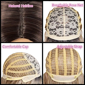 Longzhao Afro Ombre Blonde Bob Wigs Synthetic Short Straight Bob Wigs For Black Women Heat Resistant Fiber