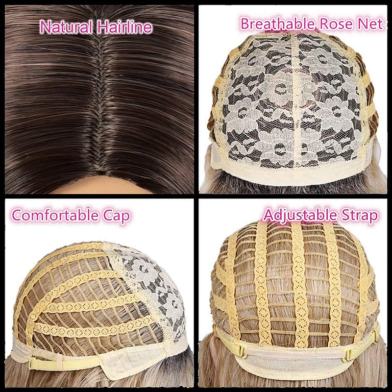 Longzhao Afro Ombre Blonde Bob Wigs Synthetic Short Straight Bob Wigs For Black Women Heat Resistant Fiber