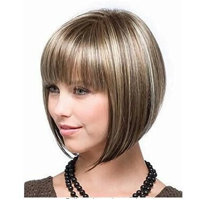Longzhao Beauty hot-selling short bobo black or brown hair  natural straight wigs Synthetic hair wig for lady