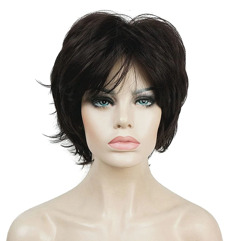 Longzhao Wholesale Short Straight Synthetic Black Pixie Cut Wig For Black Women