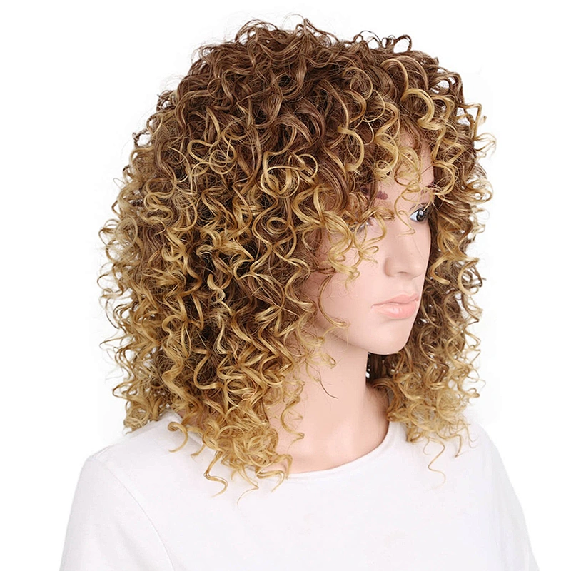 Longzhao Beauty Afro Curly Wigs For Black Women Wholesale Synthetic Long Brown Color Hair Wig Heat Resistant Fiber