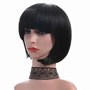 Longzhao Beauty hot-selling short bobo black or brown hair  natural straight wigs Synthetic hair wig for lady