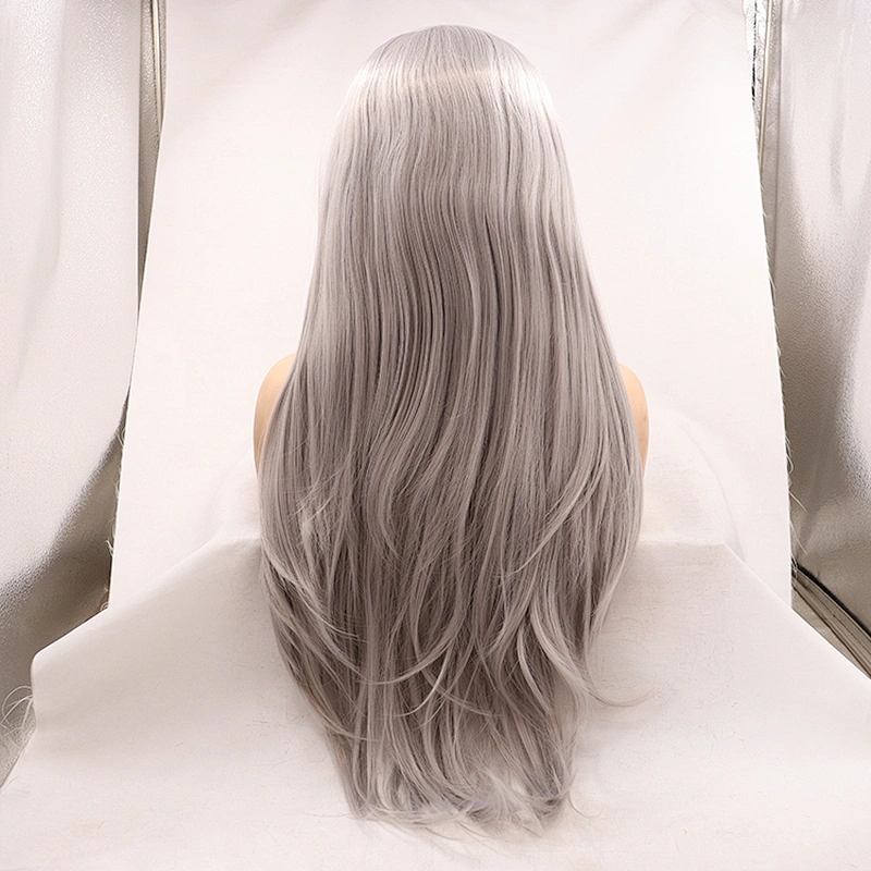 13 *3 inch Ombre grey to Brown Synthetic Wigs  Long Wave Wigs For Black Women Glueless Heat Resistant Fiber lace frontal  Wigs