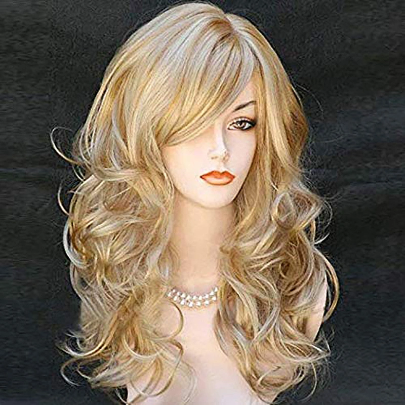 Blonde Color Curly Wavy Synthetic Wholesale Cheap Long Ombre Wigs For Black Women Heat Resistant Fiber