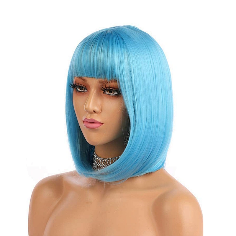 Longzhao Wholesale  Fashion Hot sale High Quality Cheap Colorful Heat Resistant Short  BOB Wigs High Fiber Synthetic Hair