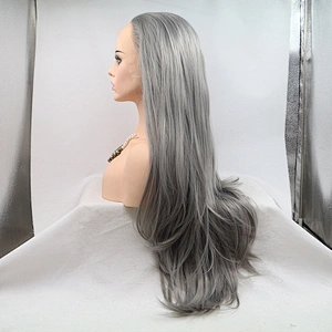 Longzhao Hot Selling Long Silky Straight Wig Cheap Ombre Brown Color Synthetic lace frontal Wigs For Black Women