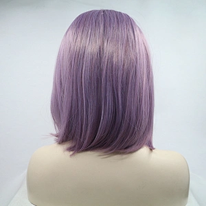 Synthetic Straight Bob Wigs Purple Color Medium Length Straight Bob Wigs Heat Resistant Synthetic Fiber Bob lace  frontal Wigs