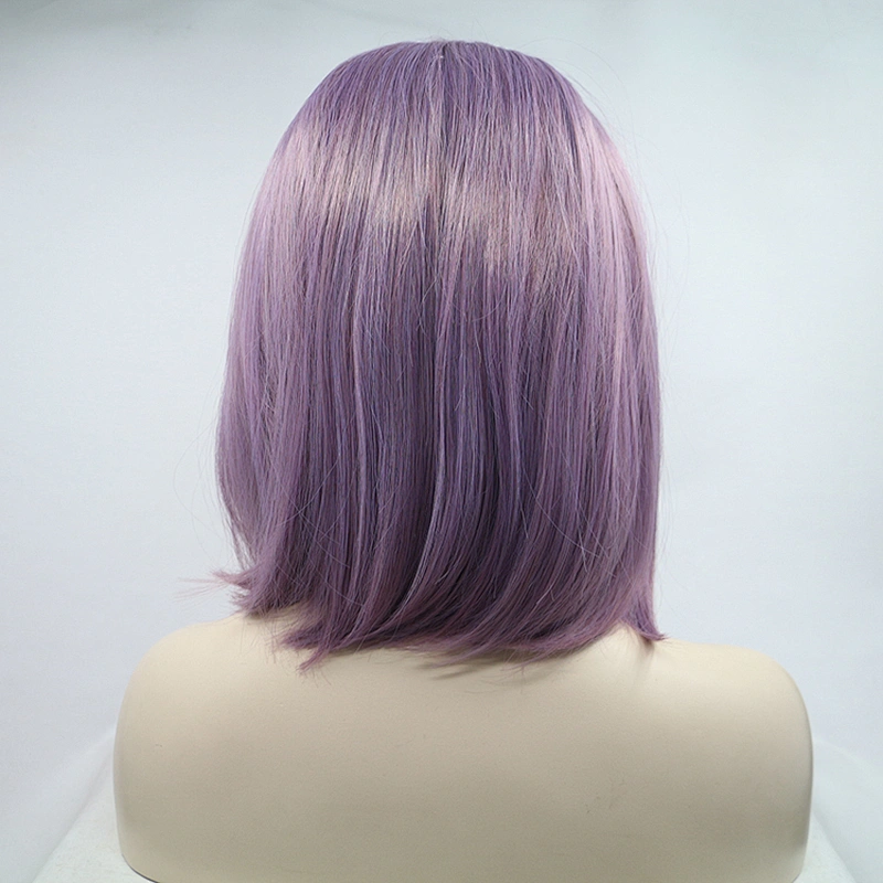 Synthetic Straight Bob Wigs Purple Color Medium Length Straight Bob Wigs Heat Resistant Synthetic Fiber Bob lace  frontal Wigs