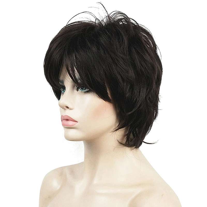 Longzhao Wholesale Short Straight Synthetic Black Pixie Cut Wig For Black Women