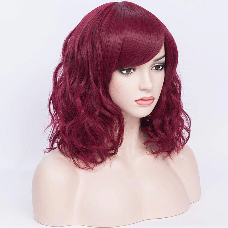 Longzhao Beauty Hot Selling Synthetic Short Ombre Red Bob Wigs Afro Short Curly Wavy Bob Wigs For Black Women