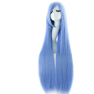 Longzhao Hot Selling Wholesale Long Silky Straight Ombre Blue Color Wigs Cosplay Heat Resistant Synthetic Wigs For Black Women