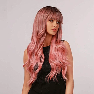 Longzhao Pink Lady Collection Heat Resistant Synthetic Fiber Wigs Long Curly Women Cosplay Wigs Long Wavy Wigs for Women
