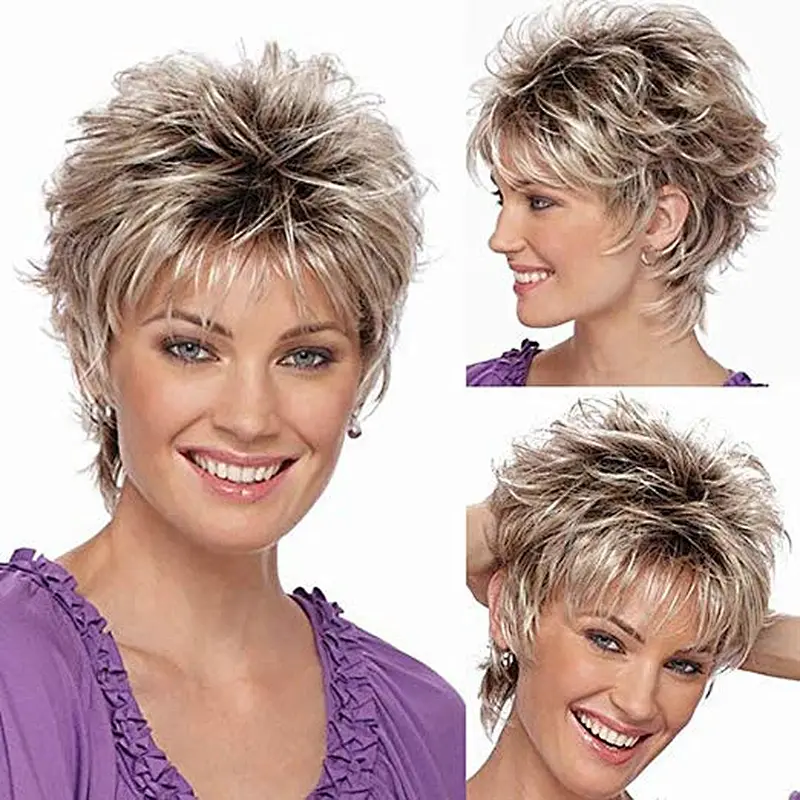 Longzhao Beauty Fashion wig shaggy wig blonde oblique fringe hair for fashion lady