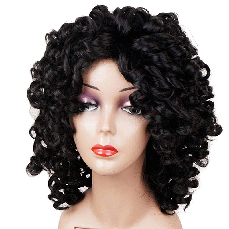 Longzhao Top Quality Synthetic Long Black Afro Kinky Curly Hair Wigs For Black Women Heat Resistant High Temperature Fiber