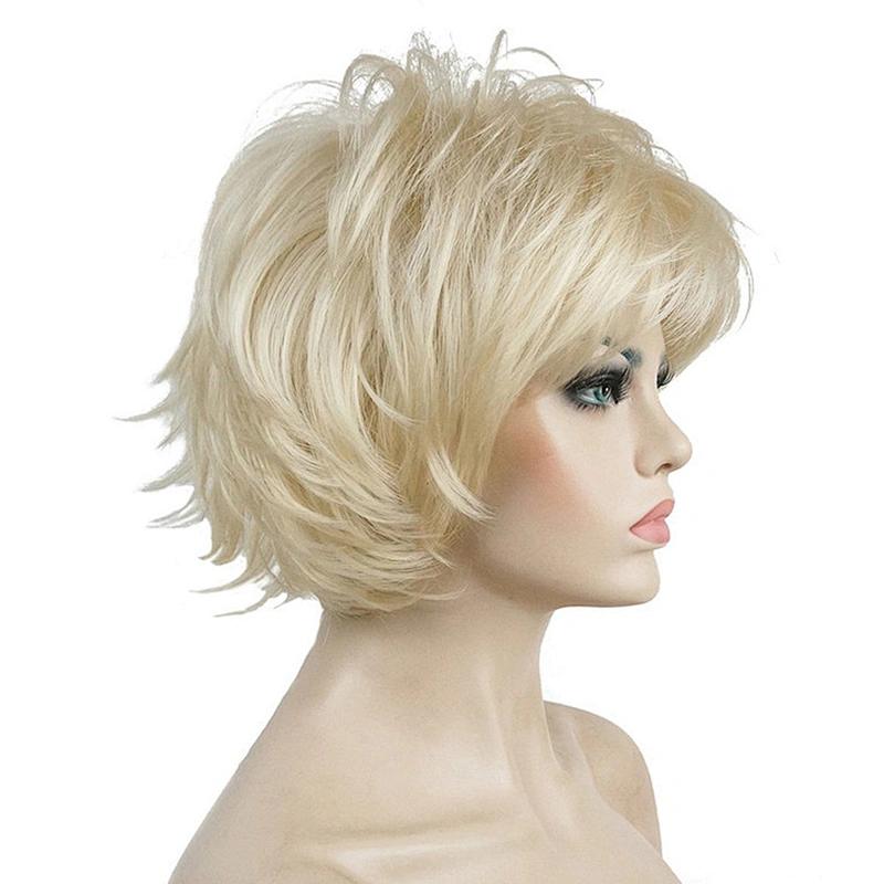For Women Synthetic Short Style The Best Selling Straight Pixie Cut Wigs Hair With Blonde Bangs Wig Heat Resistant Fiber