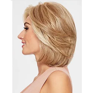 Longzhao cheap synthetic hair wig short natural wave blonde fashion wigs for women
