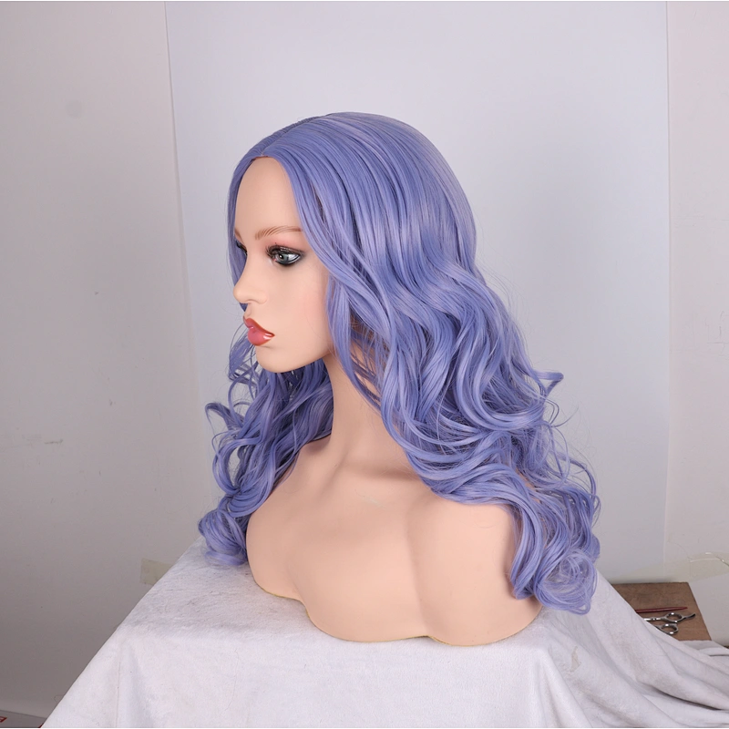 Longzhao Wholesale Long Natural Wave Synthetic Hair Wigs purple color Hair Wig For Women