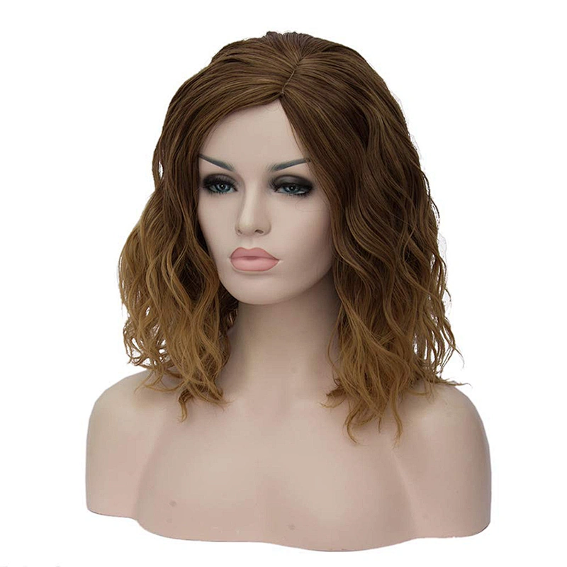 Longzhao Wholesale Side Part Short Curly Wavy Ombre Blonde Color Synthetic Bob Wigs For Black Women Heat Resistant Fiber
