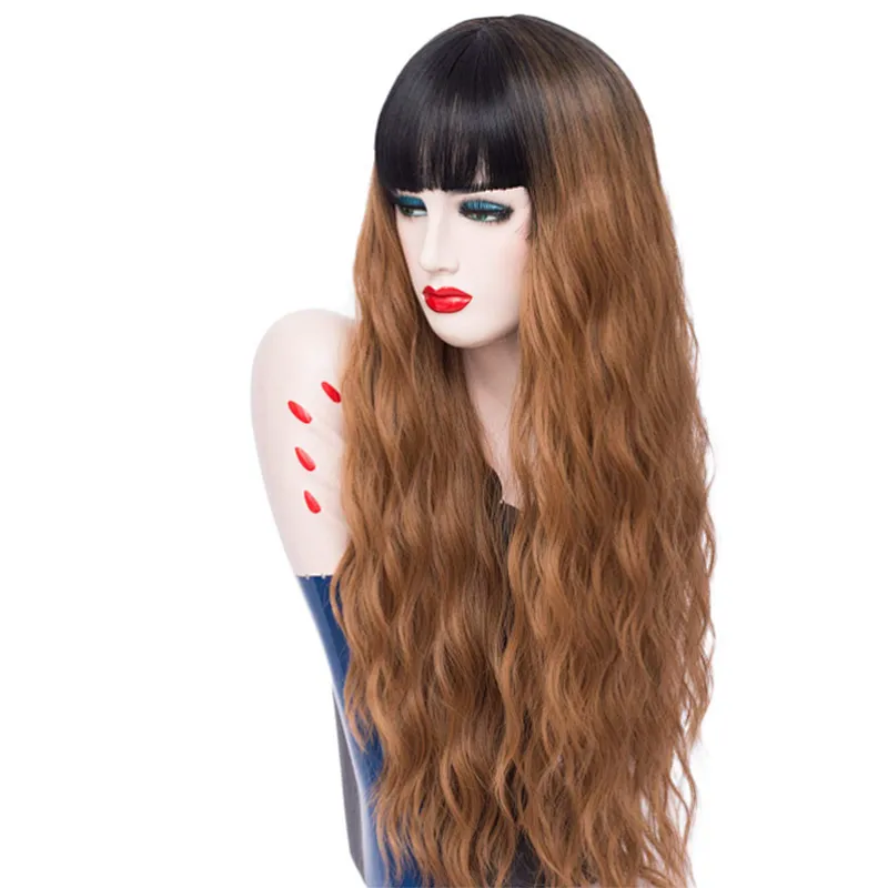 Longzhao New Style Ombre Brown To Blonde Synthetic Wigs Long Wavy Hair Wigs For Black Women Heat Resistant Fiber