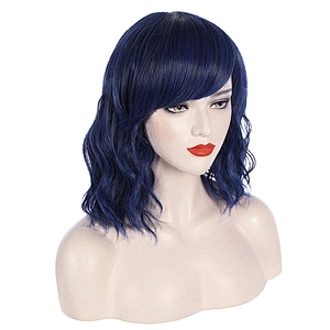 Longzhao Beauty  Hot Selling Cheap Synthetic Ombre Blue Wigs Women's Short Curly Heat Resistant Wigs