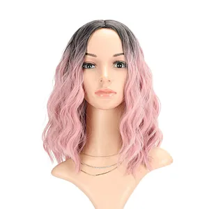 Longzhao Beauty cosplay colorful water wave Wholesale factory price kinky curly synthetic short hair wigs for women