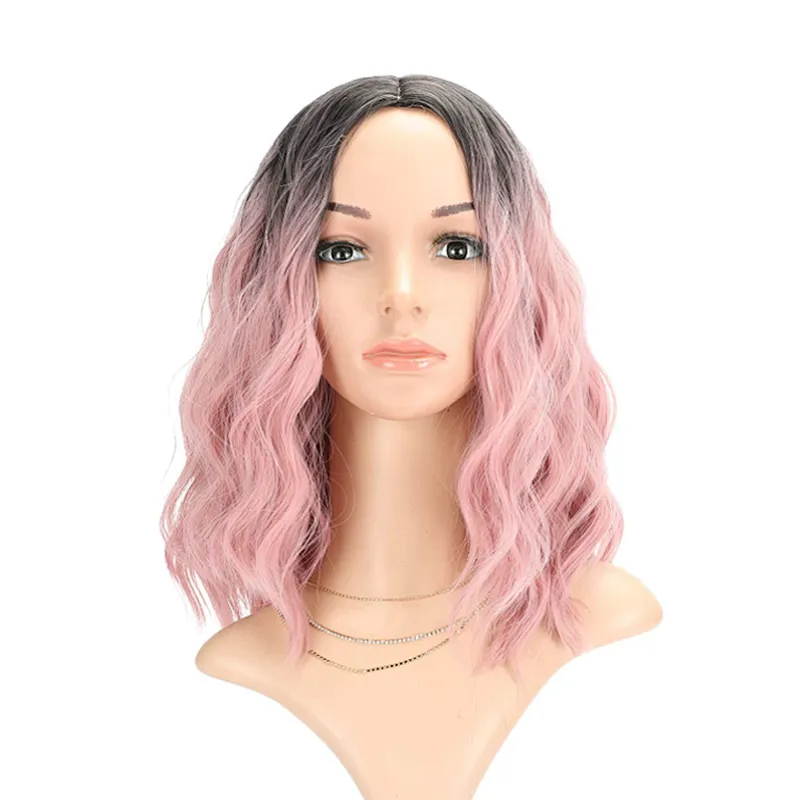 Longzhao Beauty cosplay colorful water wave Wholesale factory price kinky curly synthetic short hair wigs for women