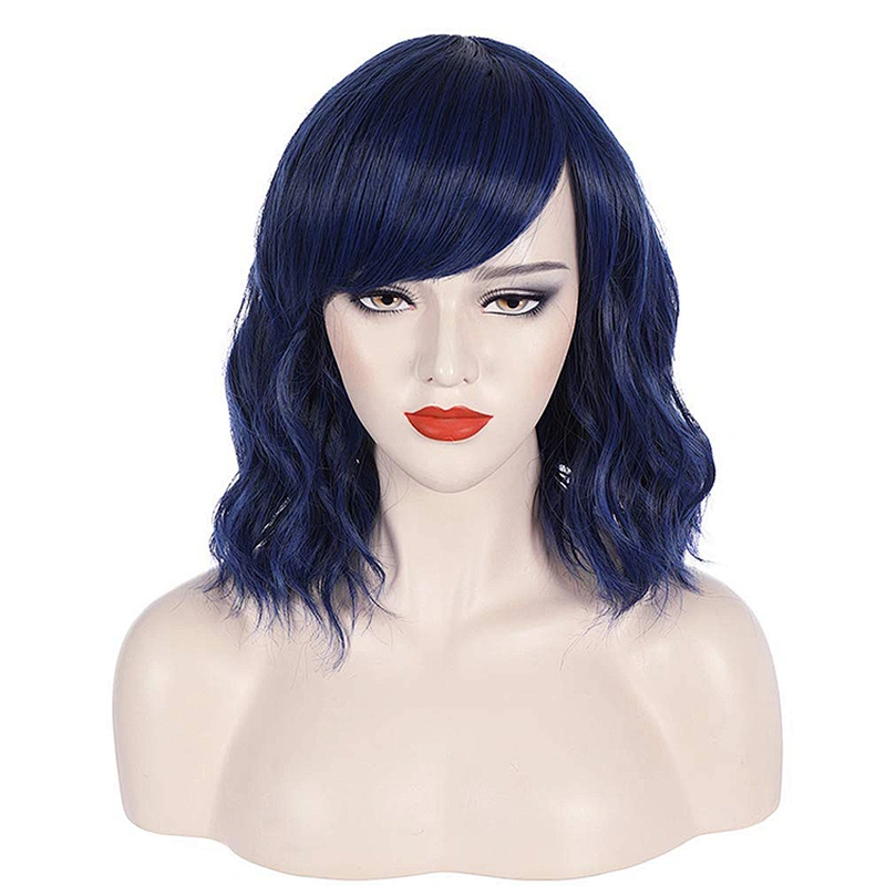 Longzhao Beauty  Hot Selling Cheap Synthetic Ombre Blue Wigs Women's Short Curly Heat Resistant Wigs