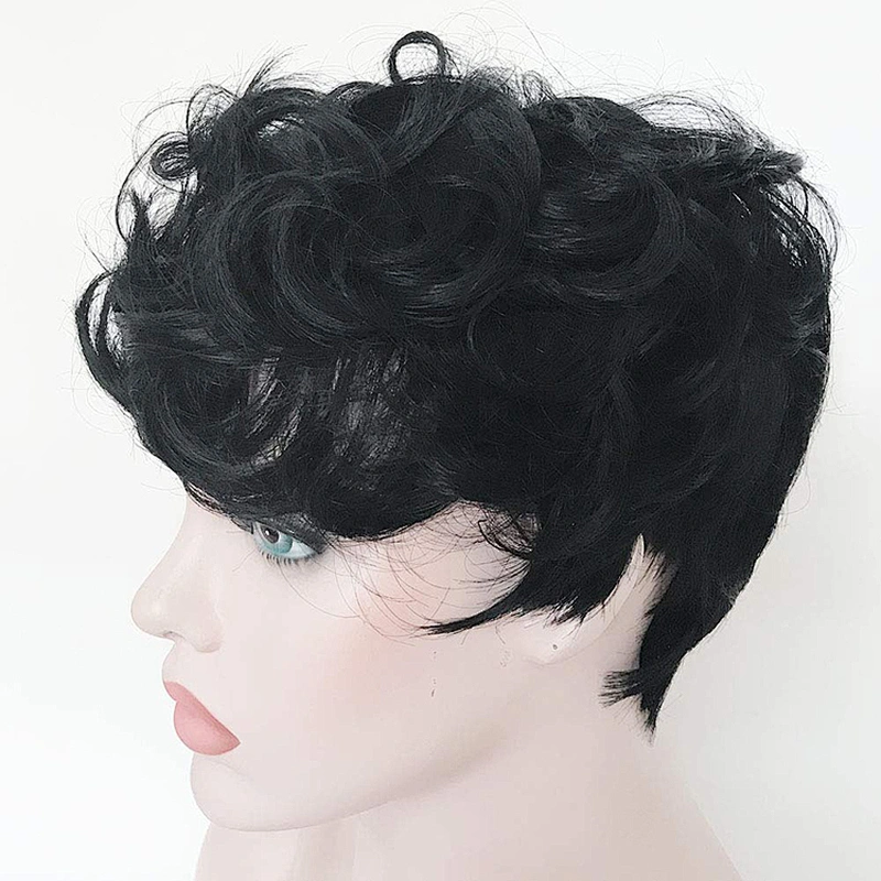 Longzhao Wholesale Heat Synthetic Resistant Short Pixie Cut Brown Wig Top Quality Afro Kinky Curly Wigs For Black Women