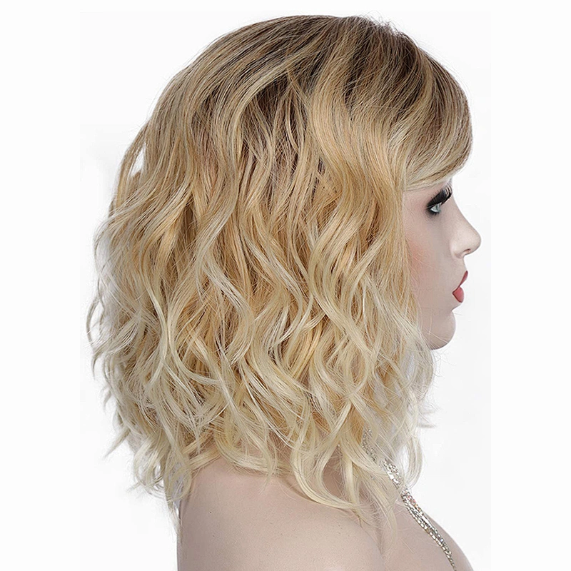 Afro Kinky Curly Short Bob 14 Inch Brown Wigs Wholesale Deep Curly Fluffy Synthetic Hair Wigs For Black Women