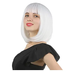 Longzhao Wholesale  Fashion Hot sale High Quality Cheap Colorful Heat Resistant Short Synthetic BOB Wigs synthetic hair