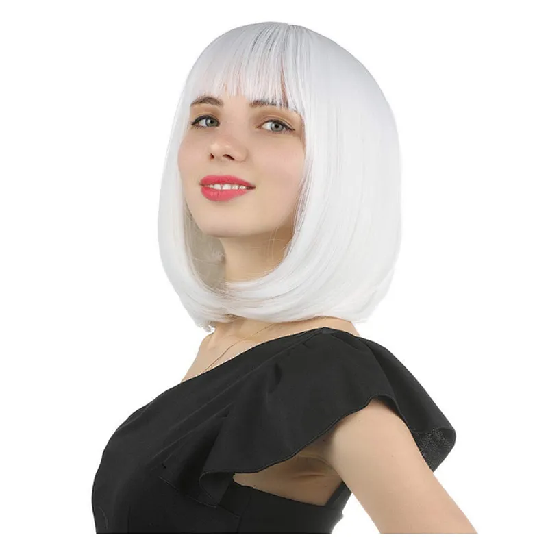 Longzhao Wholesale  Fashion Hot sale High Quality Cheap Colorful Heat Resistant Short Synthetic BOB Wigs synthetic hair