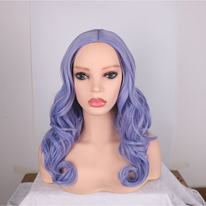 Longzhao Wholesale Long Natural Wave Synthetic Hair Wigs purple color Hair Wig For Women