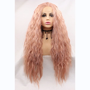Longzhao New Style Synthetic Wigs Long Wavy Hair Wigs For Black Women Heat Resistant Fiber lace frontal wig
