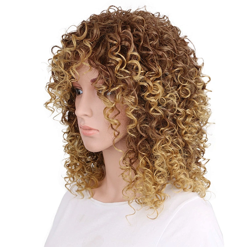 Longzhao Beauty Afro Curly Wigs For Black Women Wholesale Synthetic Long Brown Color Hair Wig Heat Resistant Fiber