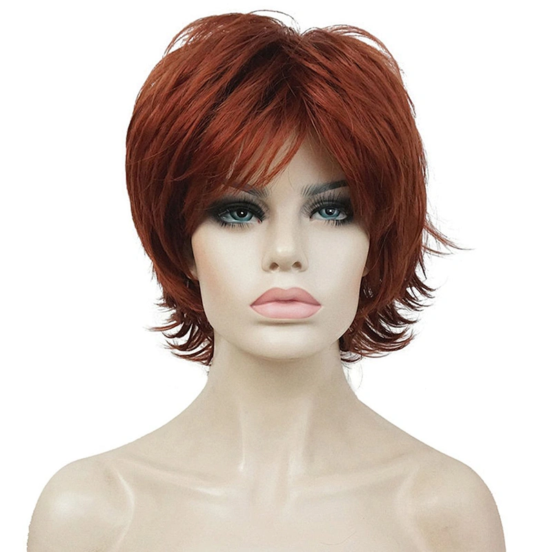 High Temperature Pixie Cut Wig Short Straight Black Wigs Wholesale Synthetic With Bangs For Black Women