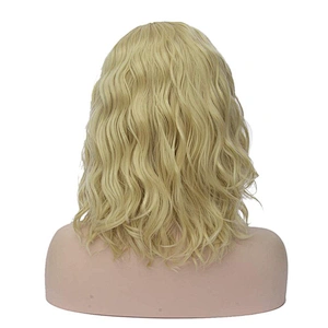 Longzhao Popular Long Wavy Ombre Blonde Color Wigs Side Part Body Wave Curly Wig Synthetic Hair Wigs For Black White Women