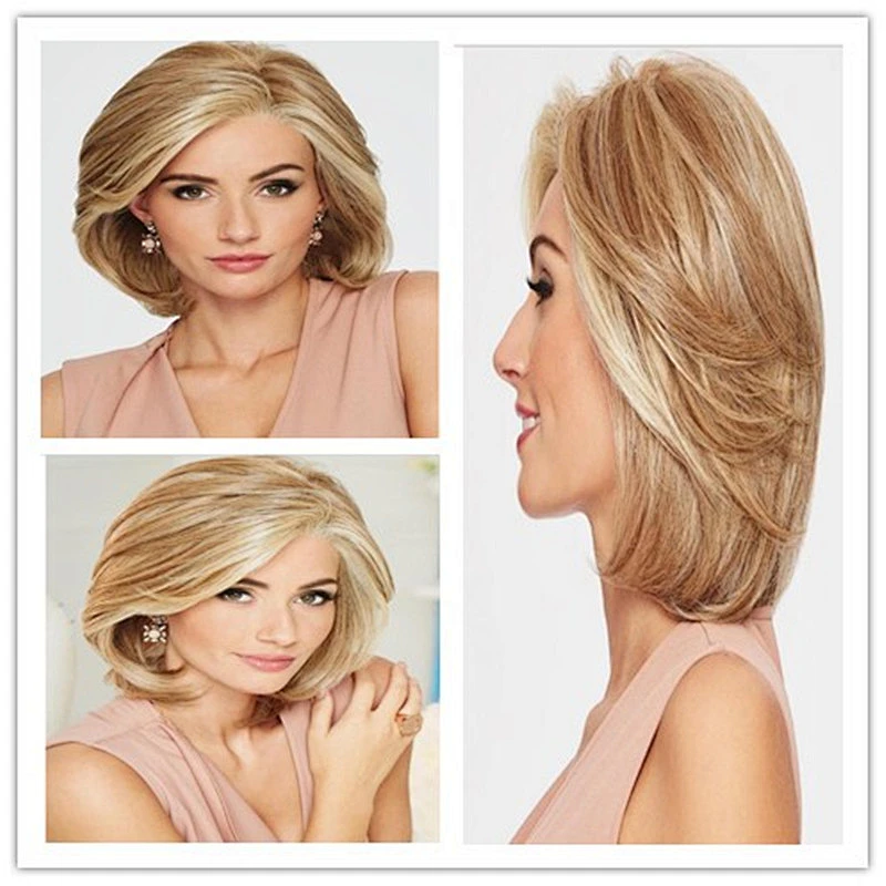 Longzhao cheap synthetic hair wig short natural wave blonde fashion wigs for women