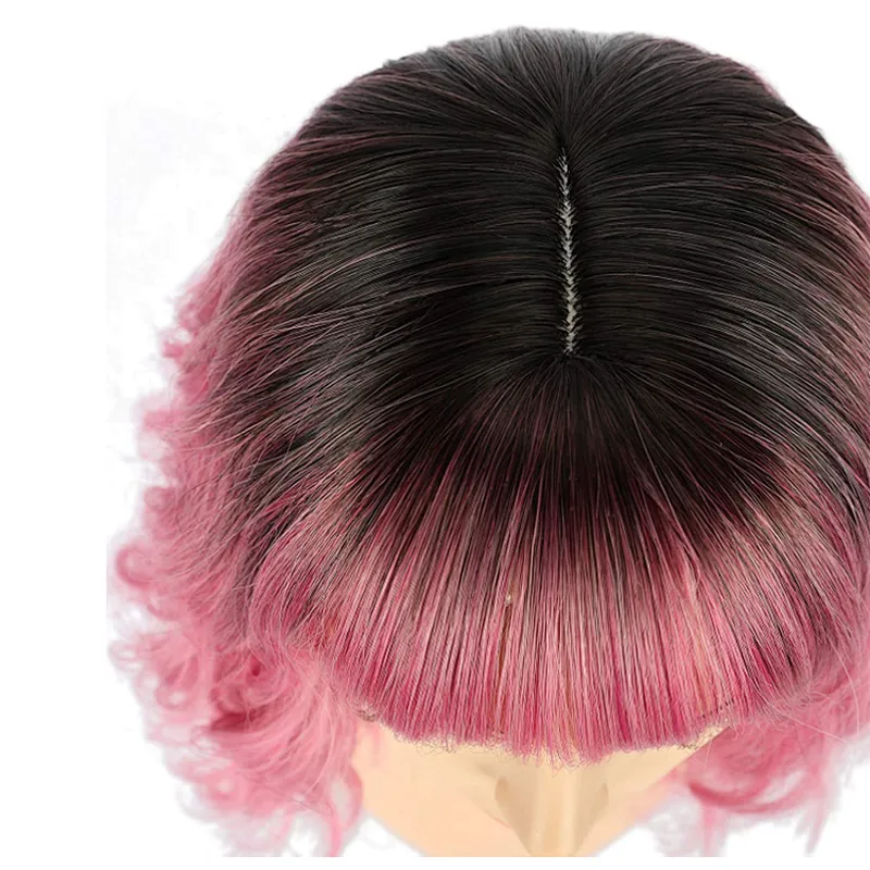 Longzhao Wholesale Synthetic Ombre Pink Heat Resistant Wigs Cheap Short Curly Wigs For Black Women