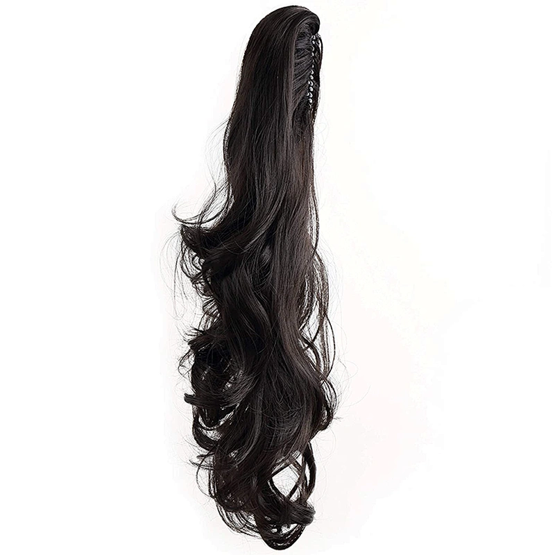 High Quality Vendors Long Kinky Curly Puff Wrap With Clips Drawstring Synthetic Ponytail Hair Extension