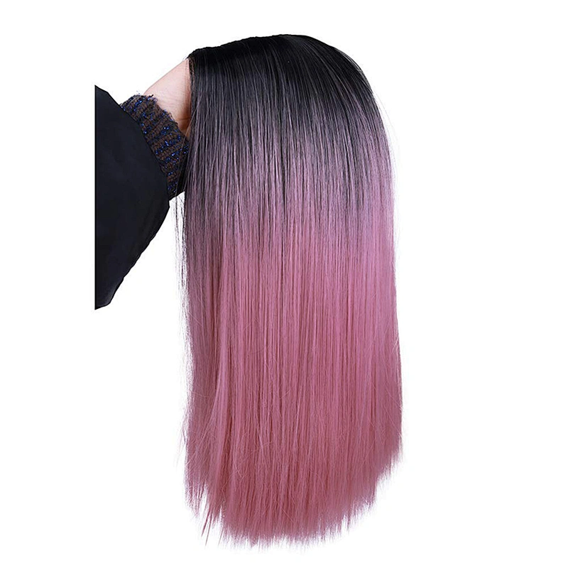 Longzhao Beauty  Afro Synthetic Ombre Pink Bob Wigs Short Silky Straight Bob Wigs For Black Women
