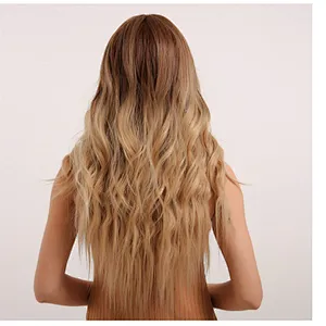 Blonde High Temperature Synthetic Body Wave Hair Wigs Middle Part Long Wavy Fiber Wigs For Black Women