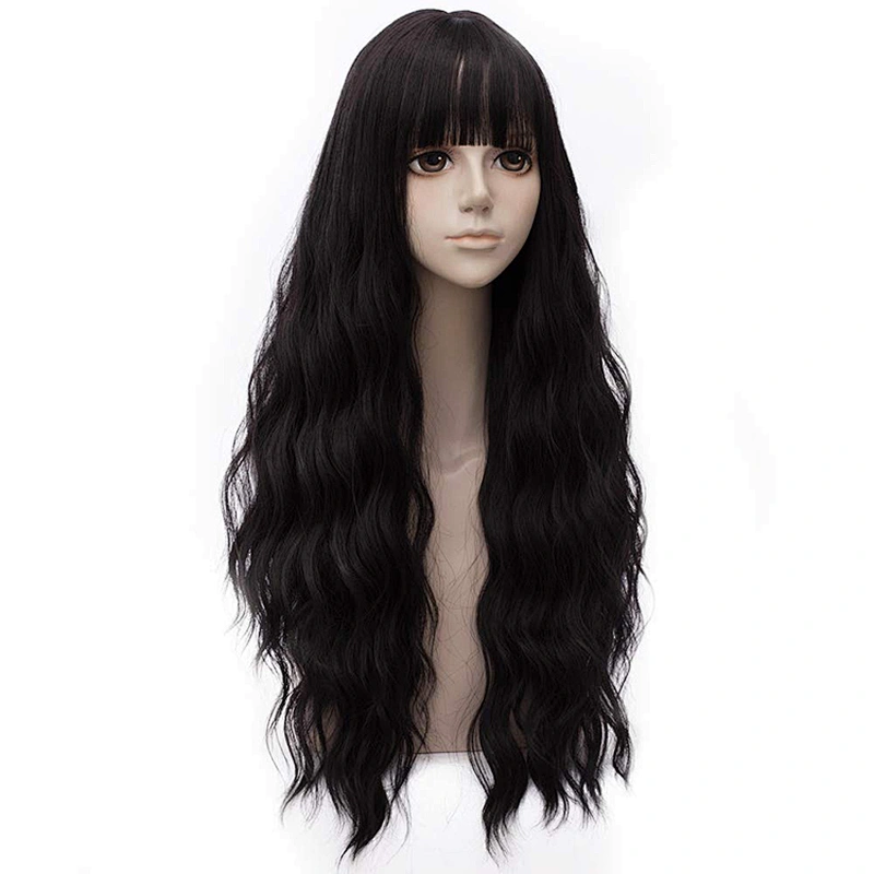 Longzhao Wholesale Cheap Synthetic Body Wave Hair Wig Long Black Color Wigs For Black Women Heat Resistant Fiber