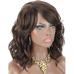 12 Inch Vendor Cheap Wholesale Curly Loose Wave Short Bob Brown Wig With Bangs For Black Women Synthetic Hair Wigs
