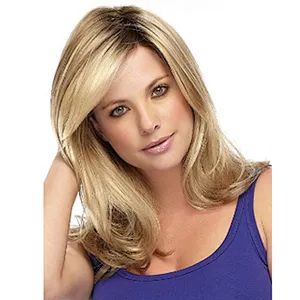 Longzhao Top Quality Synthetic wigs Long Gold Color body wave and Spring curly hair for European and American women